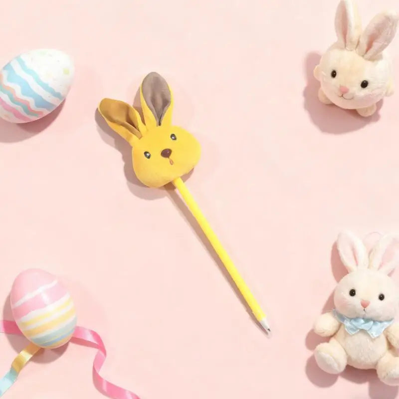 Kawaii Easter Long Ear Rabbit Plush Ballpoint Pen Cute Animal Writing Qme