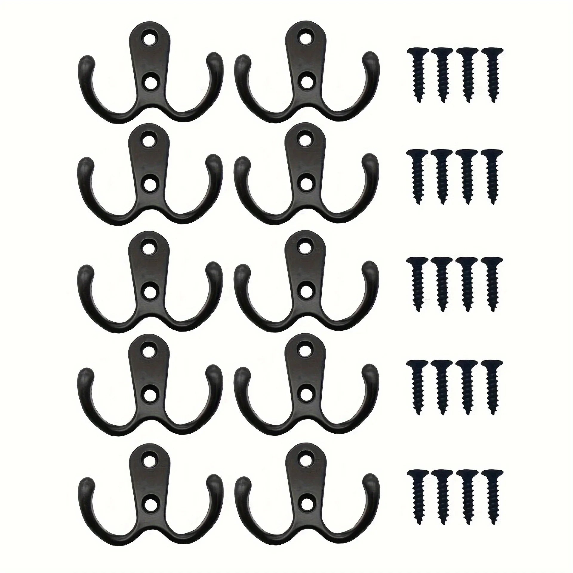 Coat Hook Wall-mounted, Heavy-duty Metal Double Hook With 20 Screws, Wall Single Hook Hanging Robes, Towels, Keys, Jackets Qme