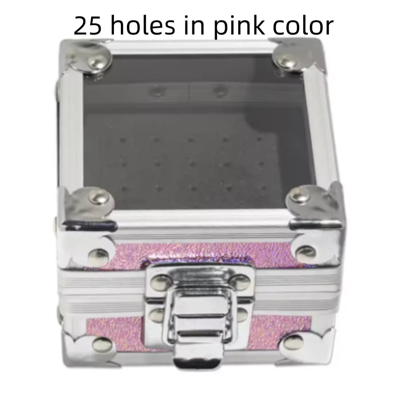 25/40/50 Holes Nail Drill Bits Stand Holder Case Empty Storage Box Milling Cutter Display Container Accessories Acrylic Cover Qme 25Holes pink