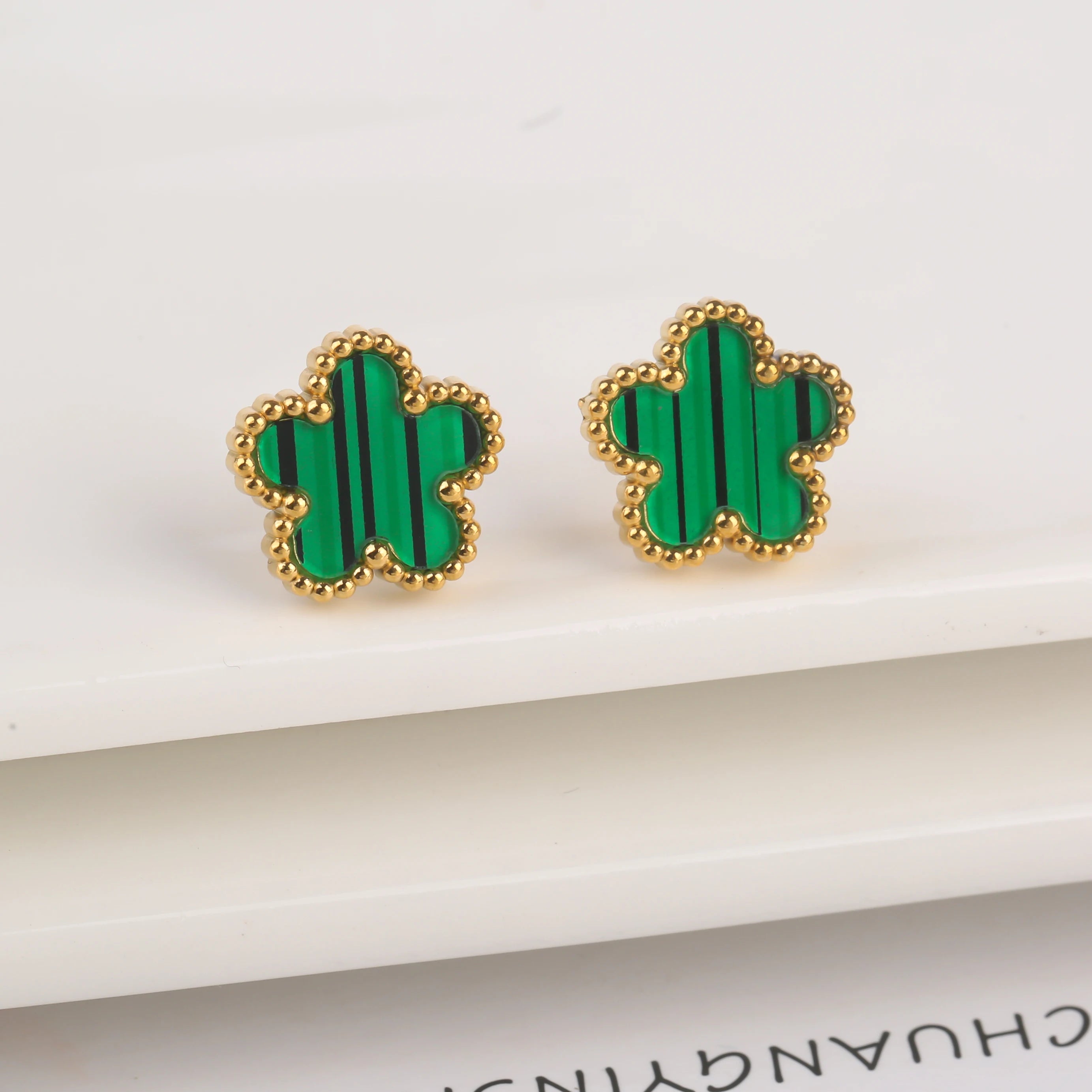 High Quality Stainless Steel Five-Leaf Flower Plant Earrings Classic Luxury For Woman Party Wedding Jewelry Hot Sale Clover Qme Earrings 9