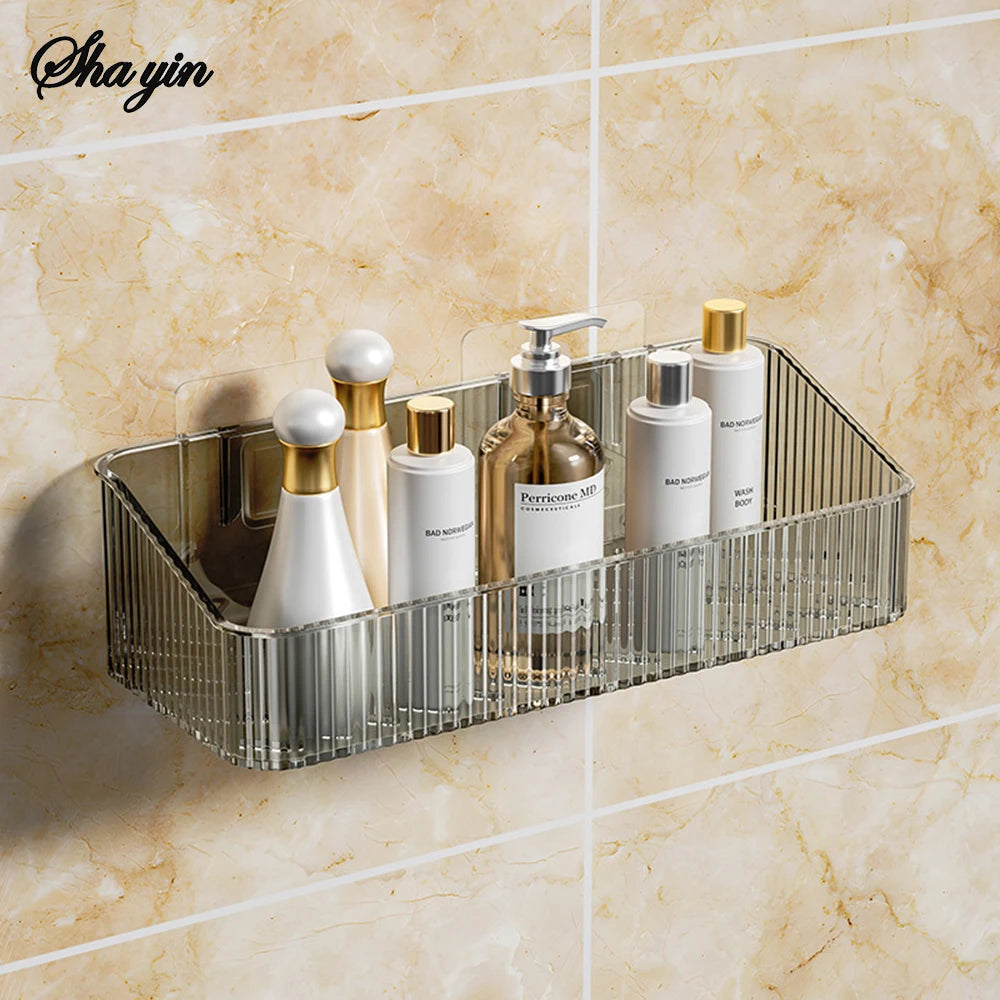 Bathroom Storage Rack Wall Mounted Toilet Washroom Washroom Washbasin Wall Organizing Storage Basket Qme grey