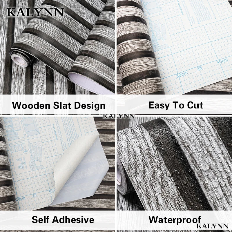 Faux Wood Grating Peel Stick Wallpaper Self Adhesive Wall Stickers Qme