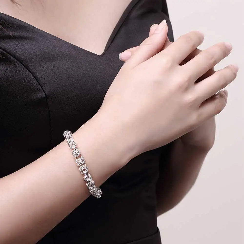 Noble 925 Sterling Silver Bracelets Charm Classic Chain for Women Men Wedding Party Good Gifts High Quality Fashion Jewelry Qme