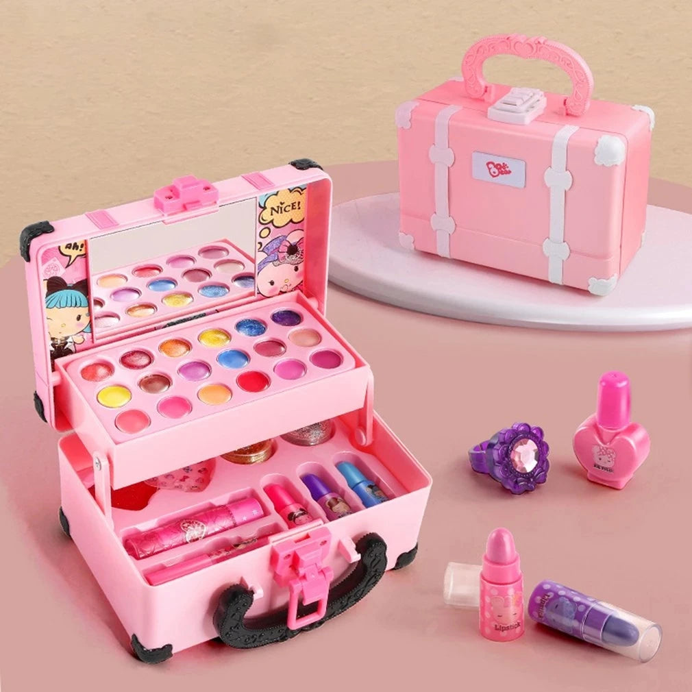 Children Makeup Cosmetics Pretend Playing Box Princess Make Up Girl Toy Play Set Lipstick Eye Shadow Safety Nontoxic Kit Toy Kid Qme