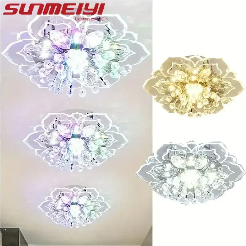 20cm LED Crystal Ceiling Light Modern Flower Shape Ceiling Lamp Hallway Living Room Lamp Bedroom Kitchen Corridors Aisle Light Qme