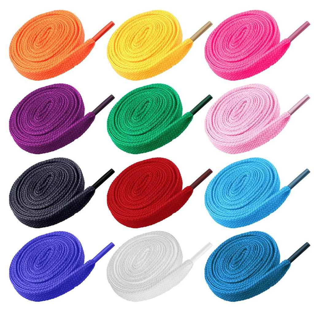 12pcs Random Color Replacement Flat Shoelaces for Sneakers High-top Canvas No Elasticity Shoestrings Shoe Accessories Qme