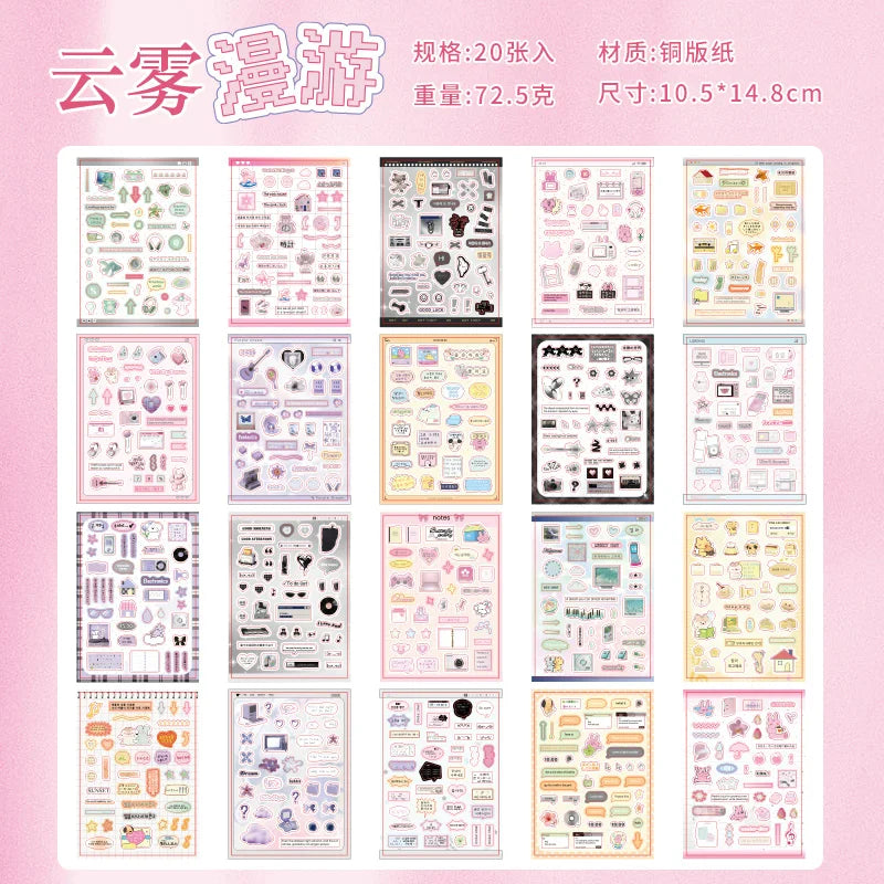 TIANZI 20 Pcs Die cut Stickers Book Cartoon Aesthetics Decoration Handmade Scrapbook Diary Supplies Japanese Stationery Sticker Qme B-2 books