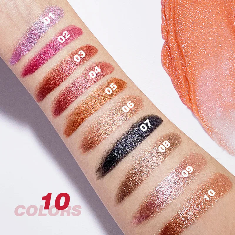 Glitter Shine Pearl Lipstick Long-lasting Waterproof Metallic Lip Qme