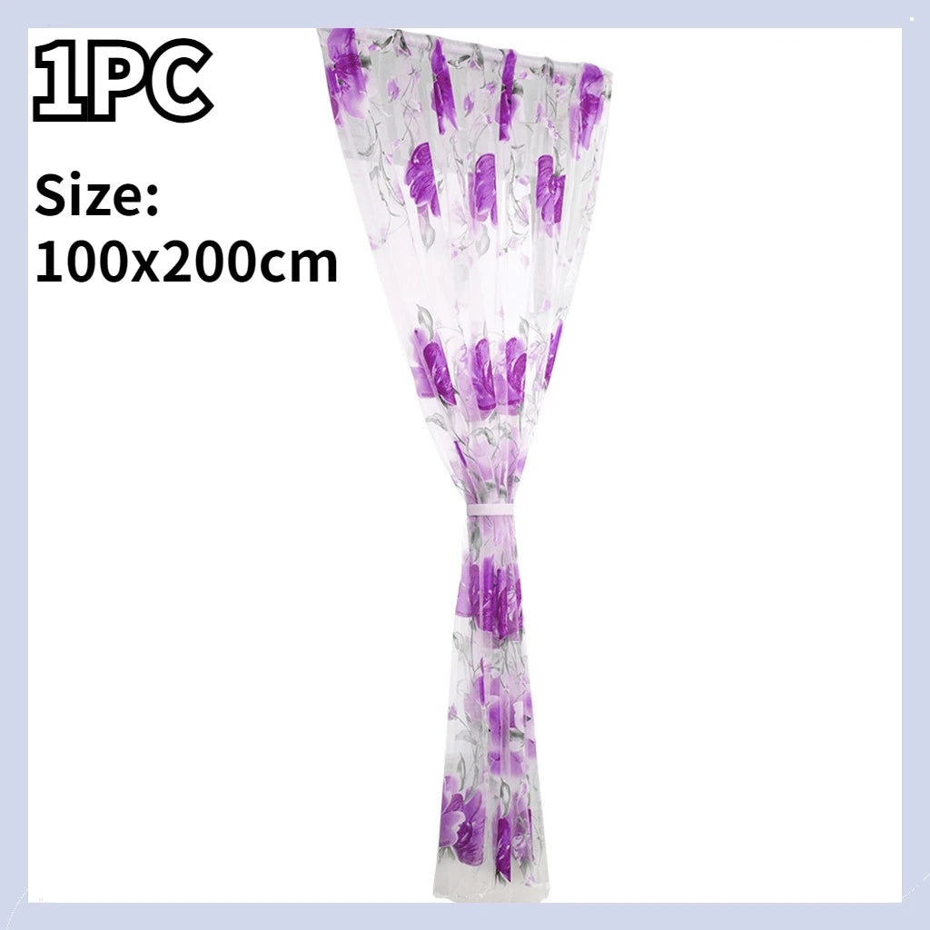1 Vines Leaves Tulle Door Window Curtain Drape Panel Sheer Scarf