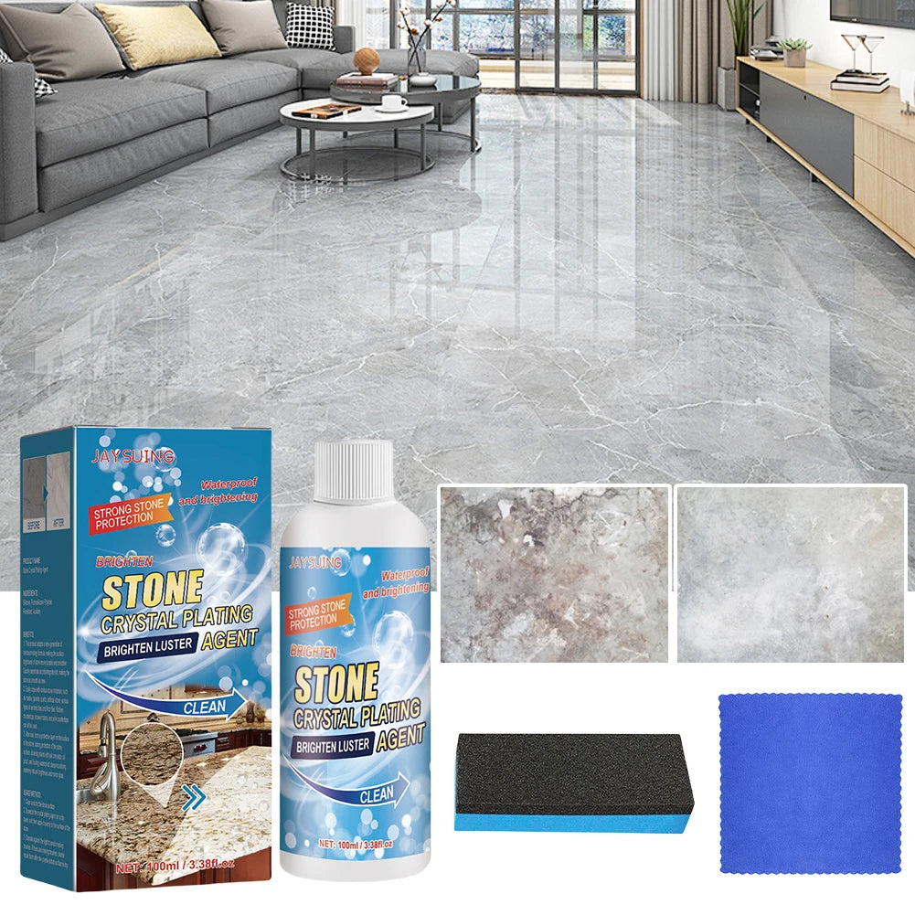 Stone Crystal Plating Brighten Luster Agent with Sponge and Towel Marble Crystal Plating Agent Nano Stone Crystal Plating Liquid Qme