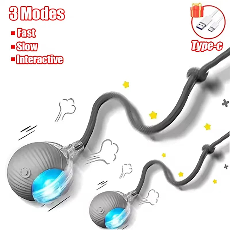 New interactive cat ball toy with automatic rolling ball simulation tail rechargeable intelligent pet electric toy Qme 2pcs-Gray