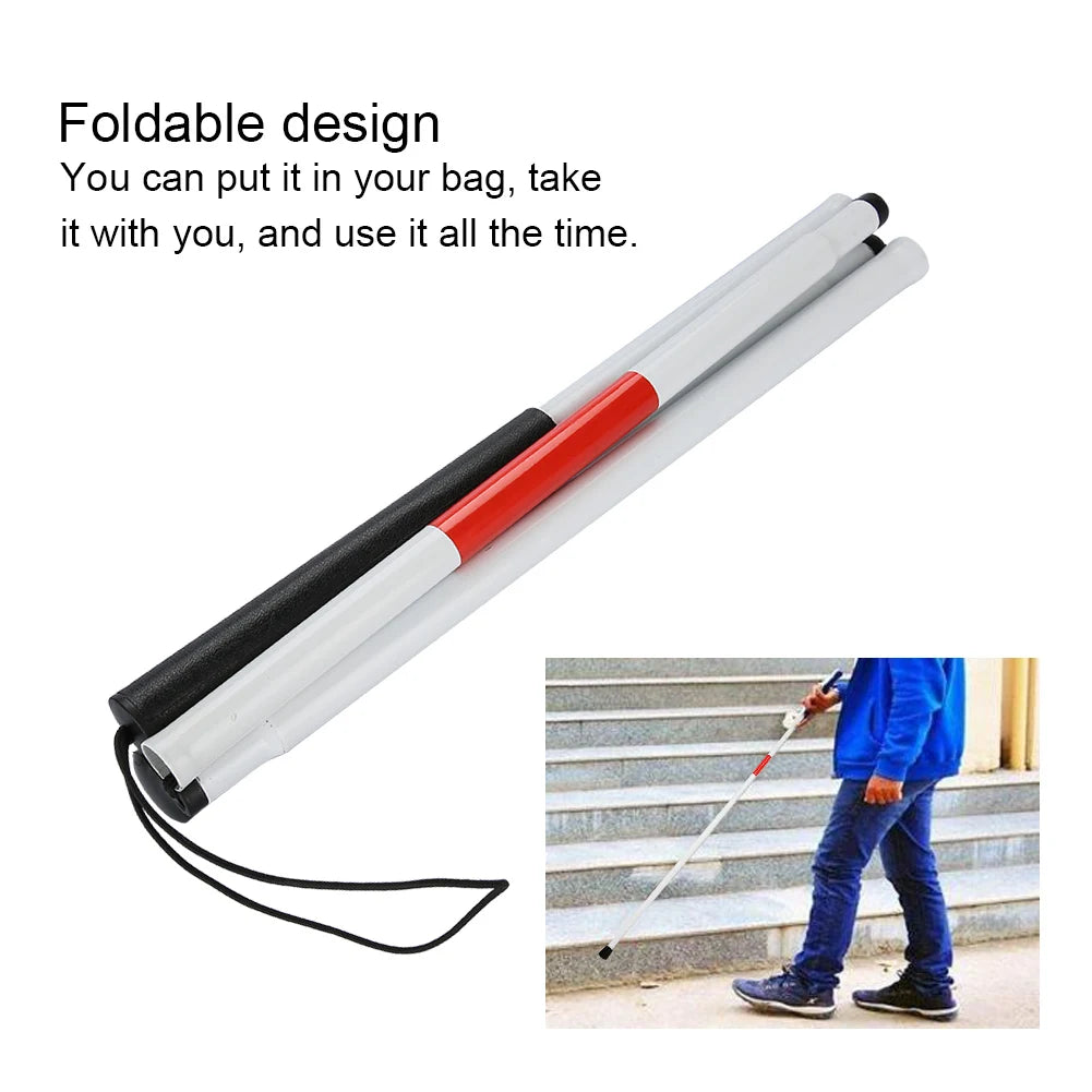 Foldable Walking Stick Folding Foldable Reflective Cane Crutch Portable Anti Shock Walking Stick Blind People Folding Cane Qme