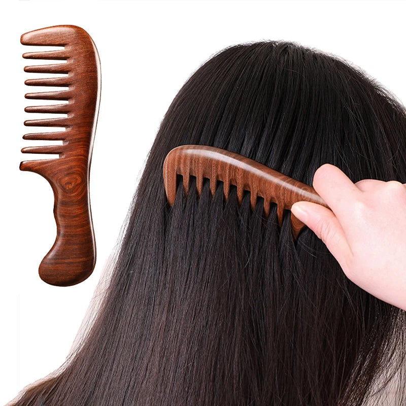 Natural Sandalwood Hair Combs Anti-static Wooden Comb Massager Care Qme