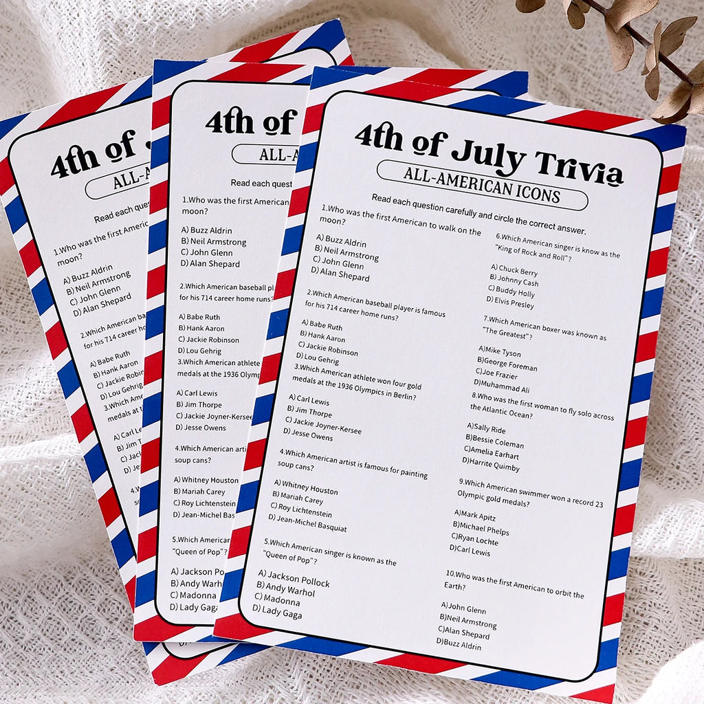 5–30 Pcs Red and Blue Striped American Independence Day Game Cards: Perfect as Independence Day Gifts or Party Favors Qme