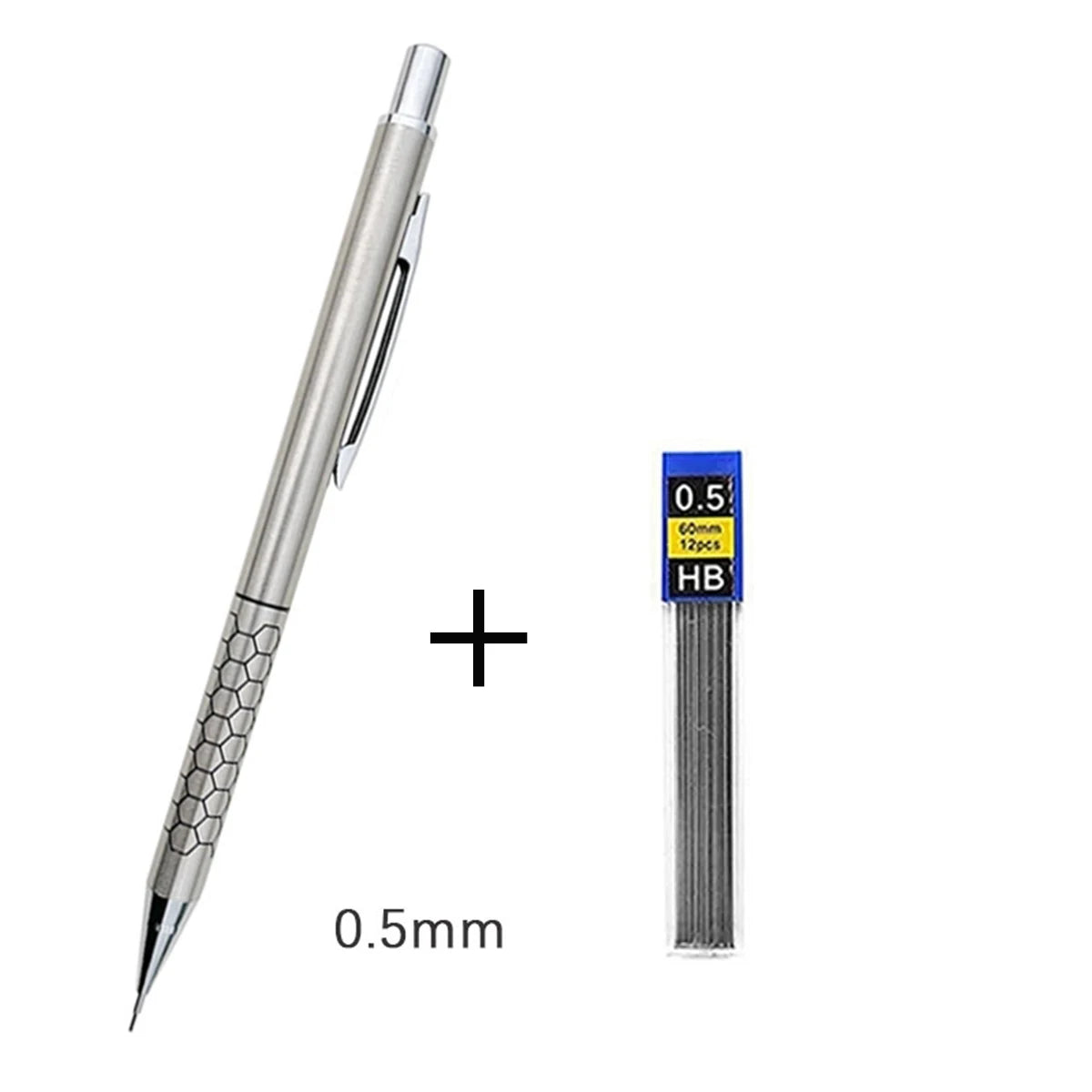 0.5 0.7 0.9mm Metal Mechanical Pencil with Eraser Set HB Lead Art Sketch Drawing Supplies Automatic Pencil Writing Stationery Qme 0.5mm set