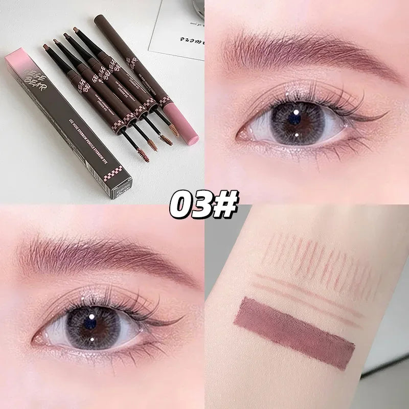 2-in-1 Brow Pencil & Eyebrow Dye Dual Ended Eyebrow Makeup with Pencil and Mascara Natural Look Waterproof Long Lasting Brow Kit Qme 03