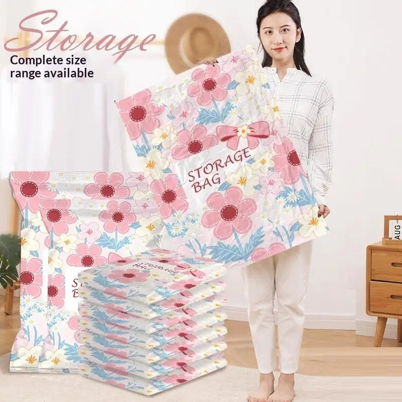 Sealer Clothes Travel Packing Organizer Vacuum Storage Bag Space Qme