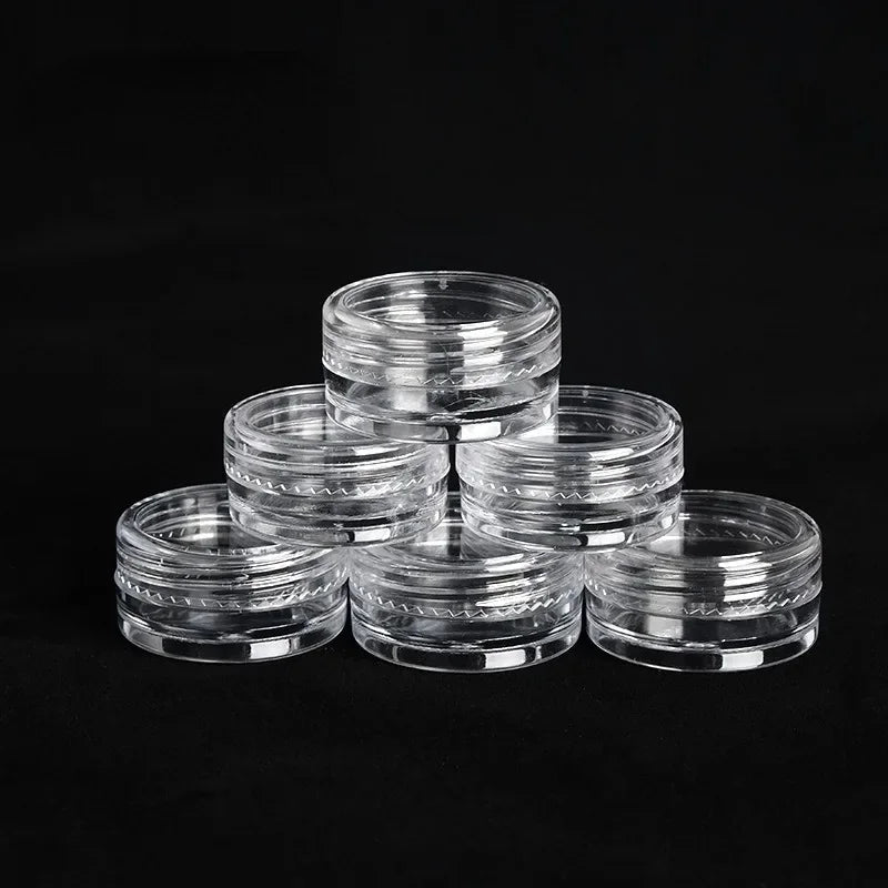 50/20/10pcs 2-5g Clear Cream Jar Mini Cosmetic Bottles Containers Transparent Pot For Nail Arts Small Clear Can Tin For Balm Qme