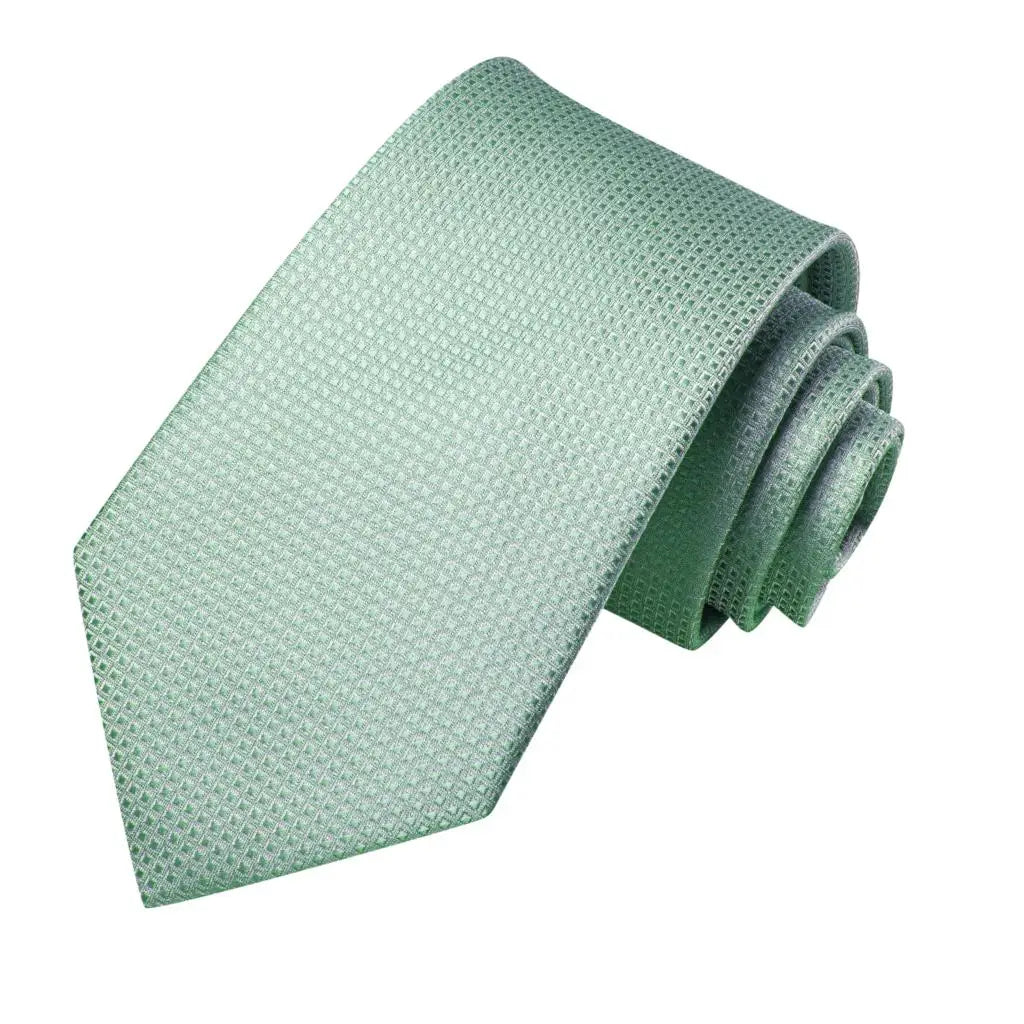 Tie Men 2023 Sage Green Plaid Fashion Wedding Party Necktie Handky Qme