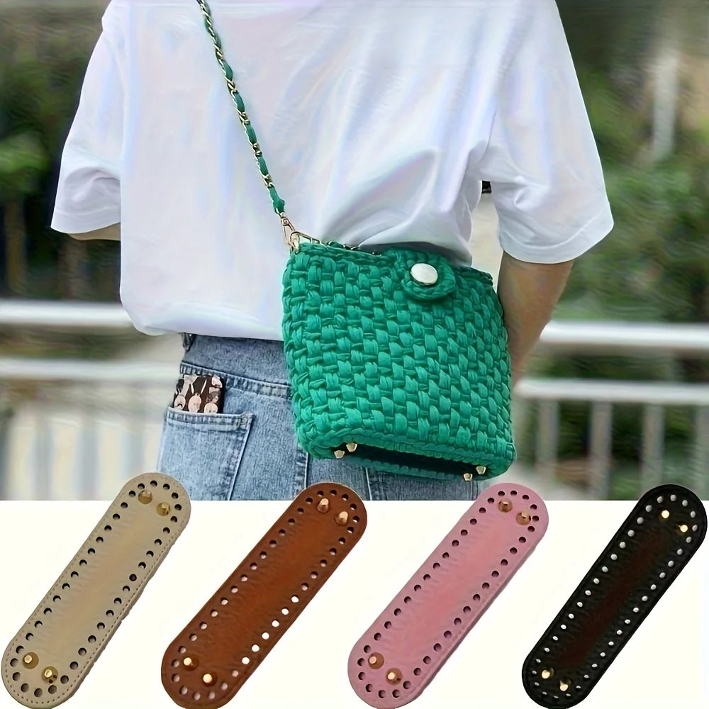Single PU Oval Bag Bottom Plate 18*5cm With Anti-wear Metal Feet DIY Knitting Crochet Handbag Base Sewing Craft Supplies Qme