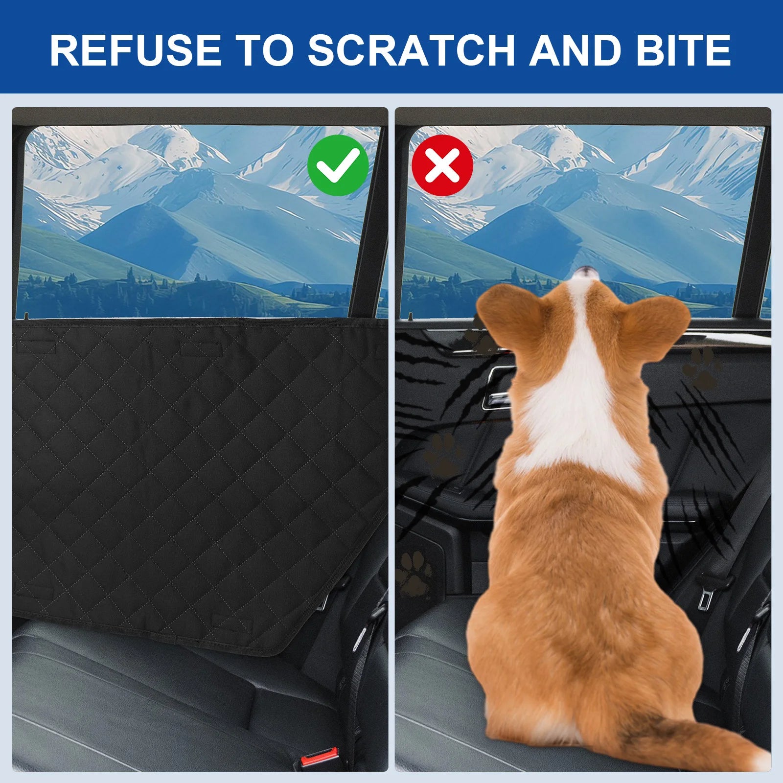 2 Pcs Waterproof Car Door Cover Pet Anti-Scratch Car Interior Cover Washable Car Door Protect Mats for Car SUV Truck Dog Travel Qme