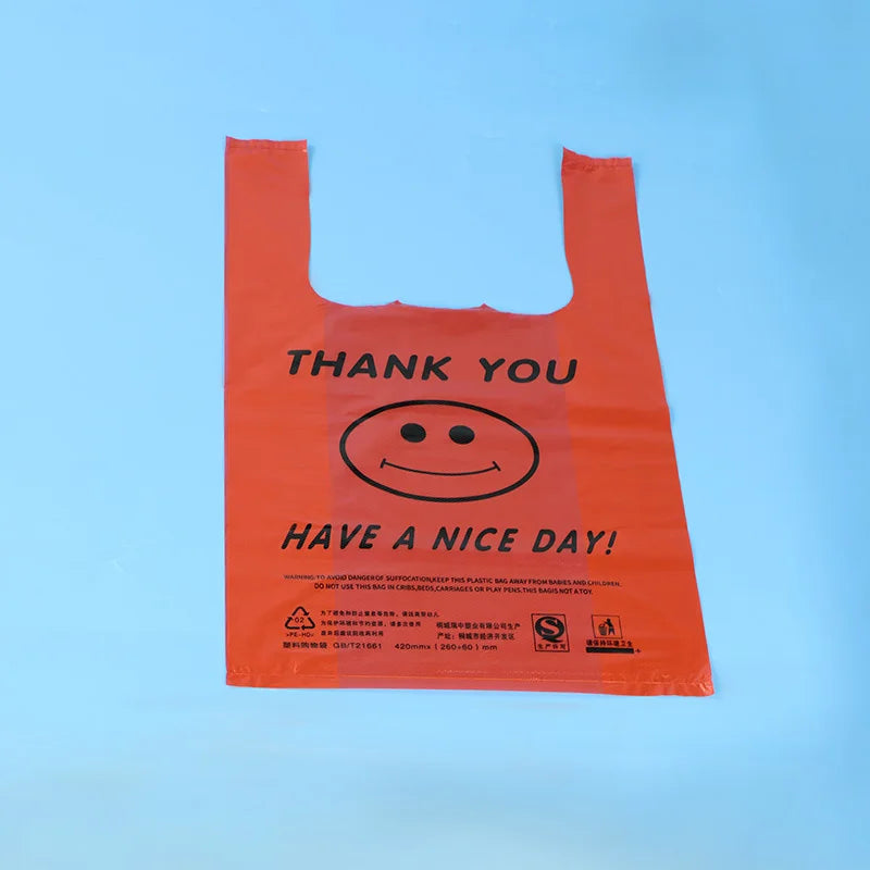 Plastic Bags with Handle Plastic Bags with Plastic Bags Clear Plastic Bags Transparent Plastic Bags Fresh-keeping Transparent Sh Qme Red-50pcs 28cm x 45cm