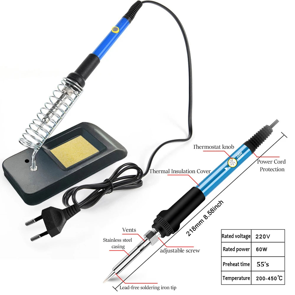 60W Temperature-adjusting Soldering Iron Home Repair Diy Tool Qme