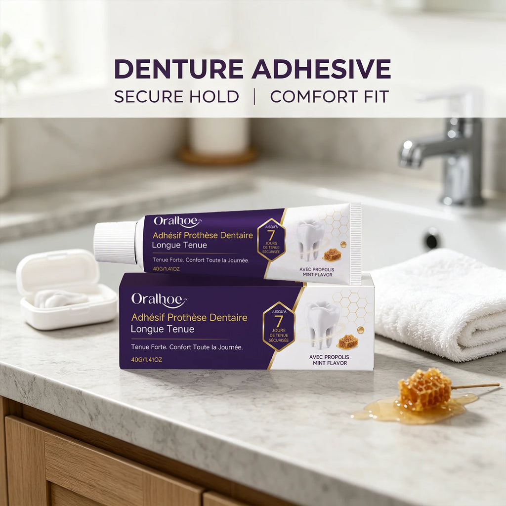 Oralhoe Denture Adhesive for Upper & Lower Denture Long‑Lasting Bonding Comfort‑Fit Portable Breathable Dentures Fixing Cream Qme
