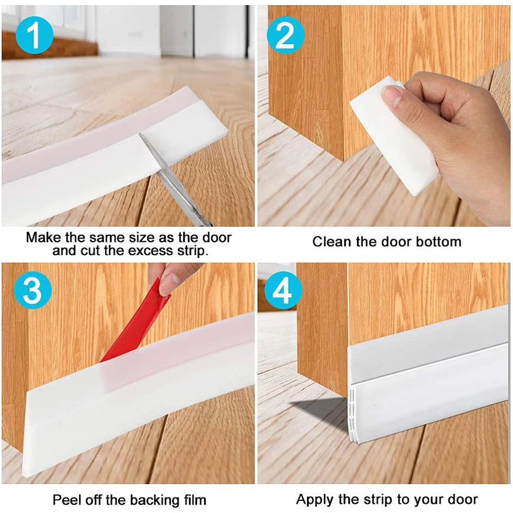 1m Porous Windproof Sealing Strip Adjustable Soundproof Anti-Cold Gap Door Bottom Weather Strip Flexible Self Adhesive Strip Qme