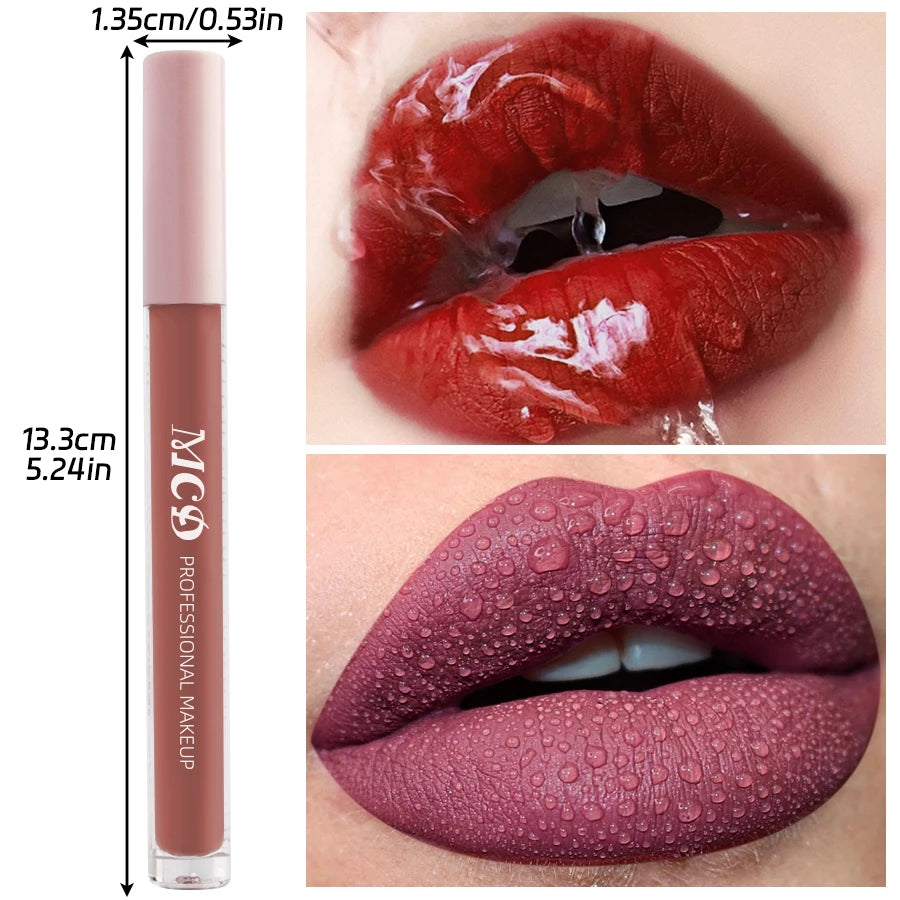 Dark Brown Matte Velvet Lip Gloss Waterproof Liquid Lipstick Nude Qme
