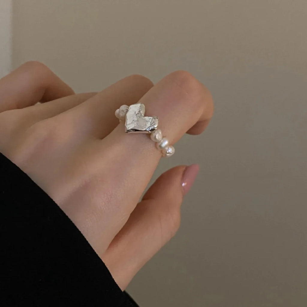1pcs Baroque Personality Stretch Love Finger Rings Simple Women Girl Fashion Sense of Design Sweet Heart Jewelry Gift Party Gift Qme