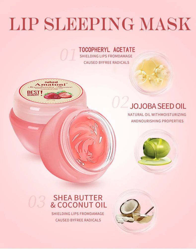 Sleeping Lip Mask Gift Box 10g×6PCS Lip Balm Set Moisturizes Lips, Smoothes, and Is a Universal in the Morning and Evening Qme
