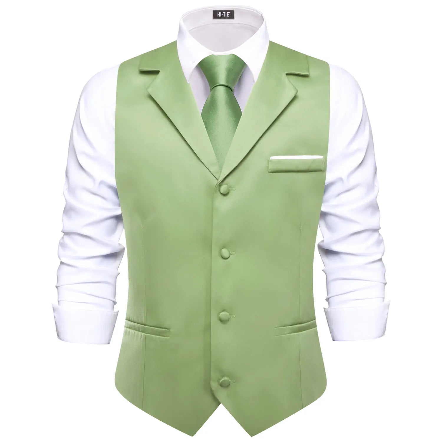 Hi-Tie Solid Black V-neck Men Vest With Tie Jacquard Tuxedo Dress Waistcoat Adjustable Jacket Casual Business Party Fashion Qme MD-3394-N-3403 XXXL