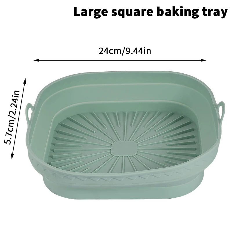 Foldable Air Fryer Silicone Mould Reusable Basket Food Safe Non Stick Qme LS1