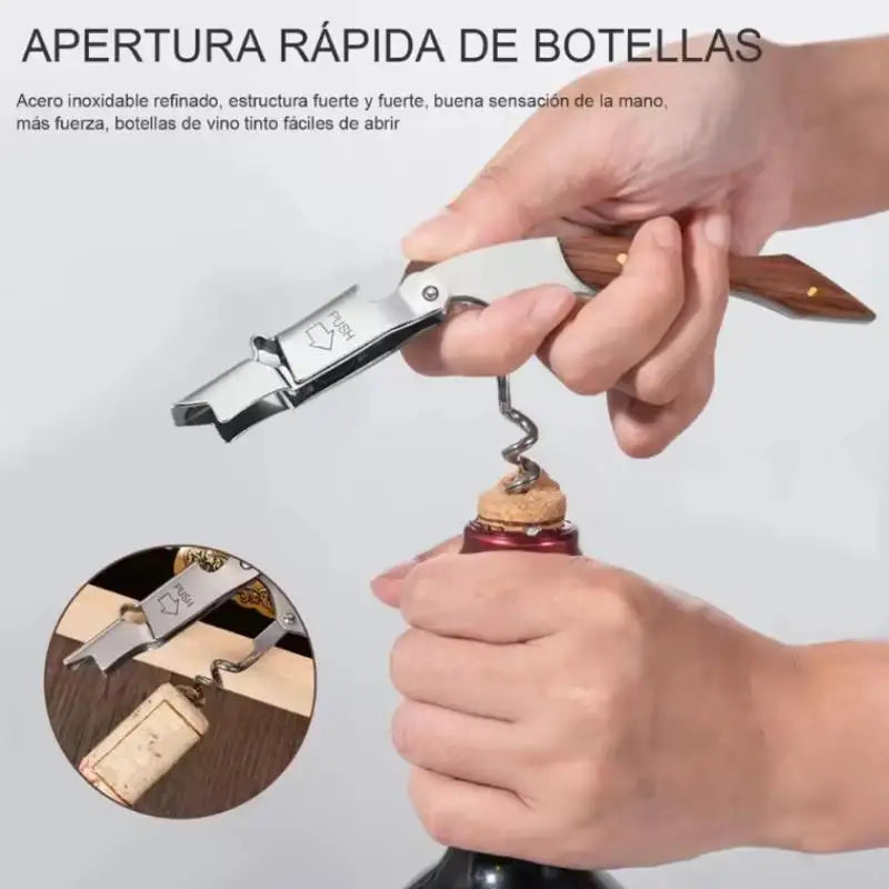 Portable Wooden Stainless Steel Folding Tool Knife Corkscrews Red Wine Opener Multifunctional Outdoor Tool Bar Accessories Qme