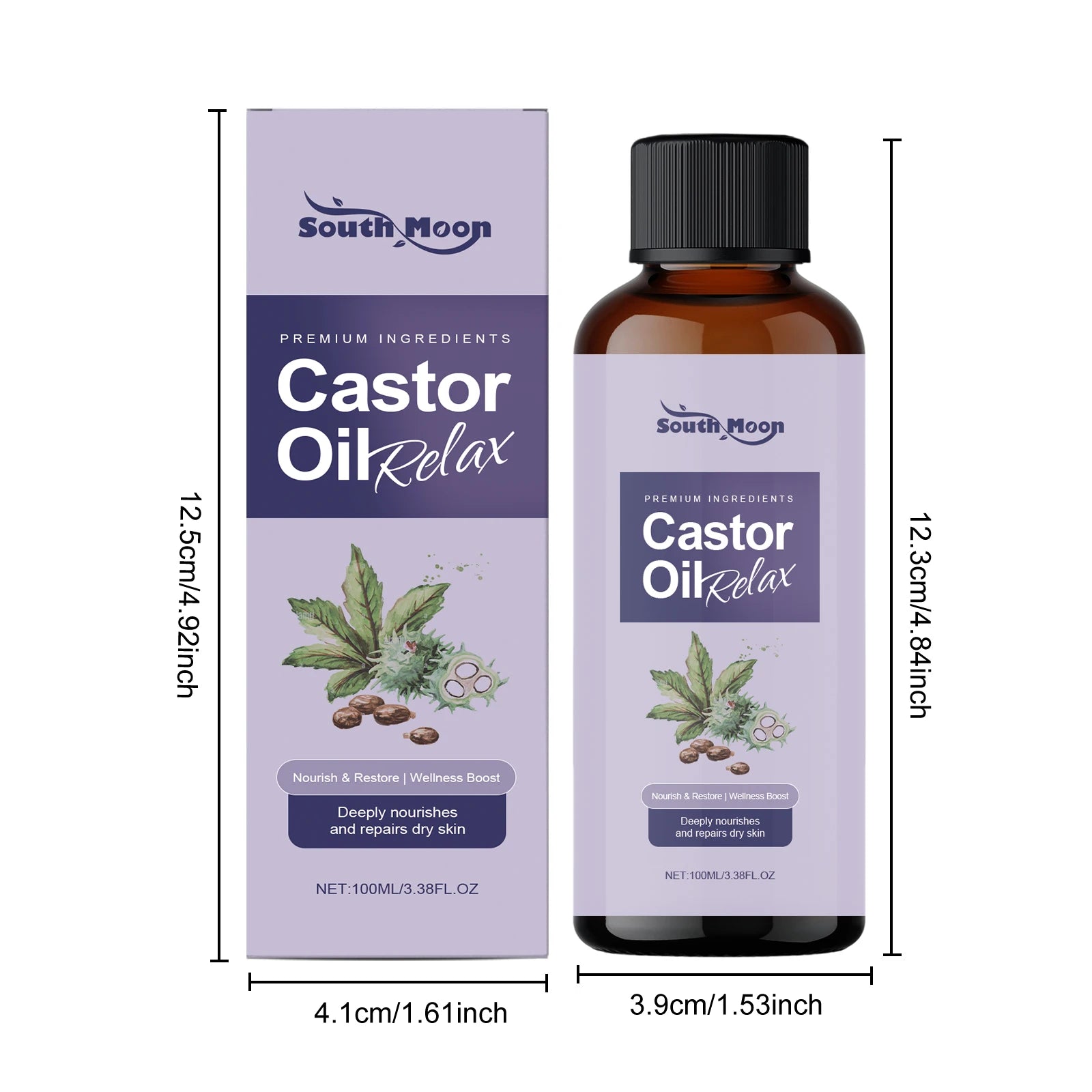 Castor Body Oil Deep Nourishing Firming Soften Smoothing Skin Relaxing Sleep Aromatherapy Essential Oil Body Massage Oil Qme 1Pcs 100ml