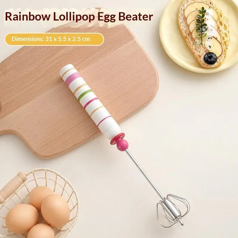 Household Semi-automatic Egg Beater Stainless Steel Cream Manual Qme A