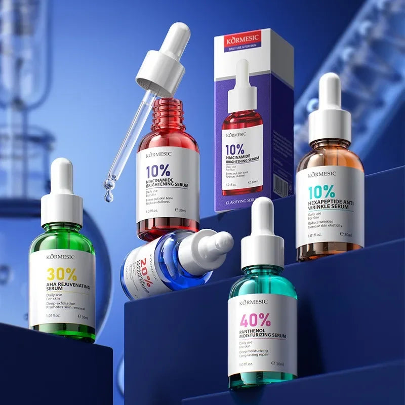 AHA Rejuvenation Niacinamide Brightening Face Serum Hexapeptide Ceramide Panthenol Essence Anti Wrinkle Nourishing Skin Care Qme