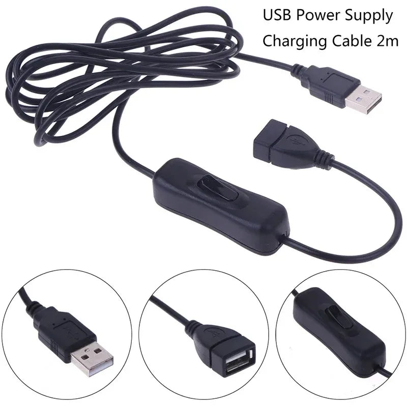 3PCS LED Strip Light 5V USB Cable with Touch Switch Dimmable Monochrome Power Supply Line Qme
