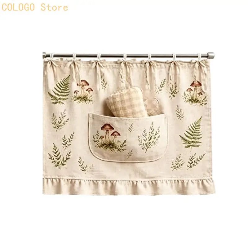Ruffled Trim Oven Skirt Cover Pocket Ribbon Ties Heat Resistant Qme Pineleafsmall size CN