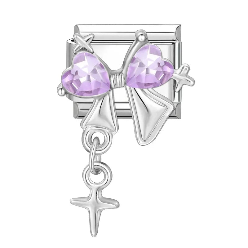 New Fashion Purple Series Flowers Cats Dogs Pet Italian Charms Fit 9mm Stainless Steel Women Fashion Bracelet DIY Jewelry Gift Qme S 37