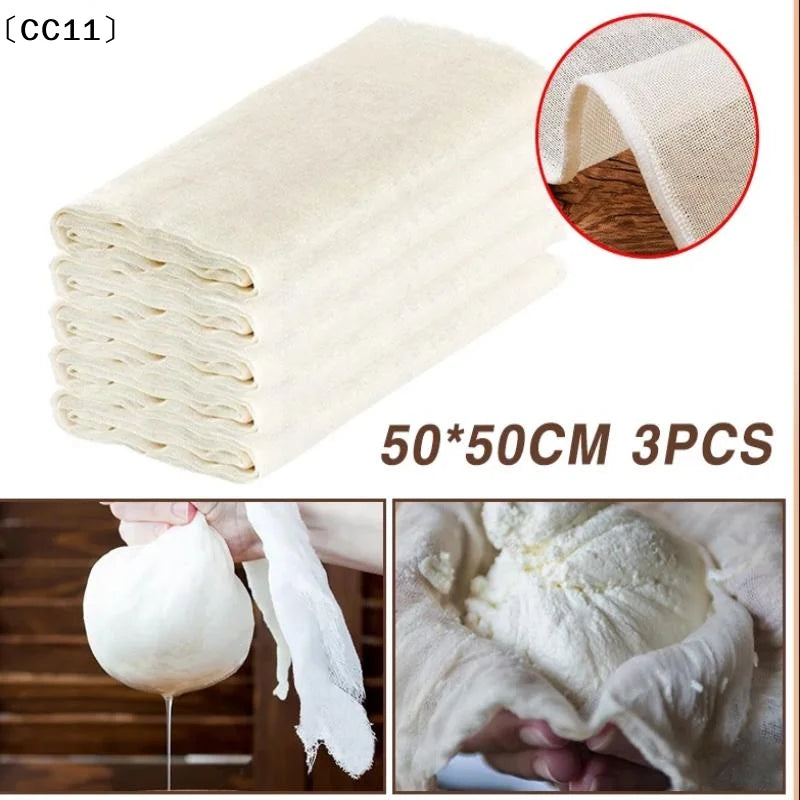 3 Bag Cotton Filter Cloth Food Grade Reusable Cheese Soy Milk Coffee Qme