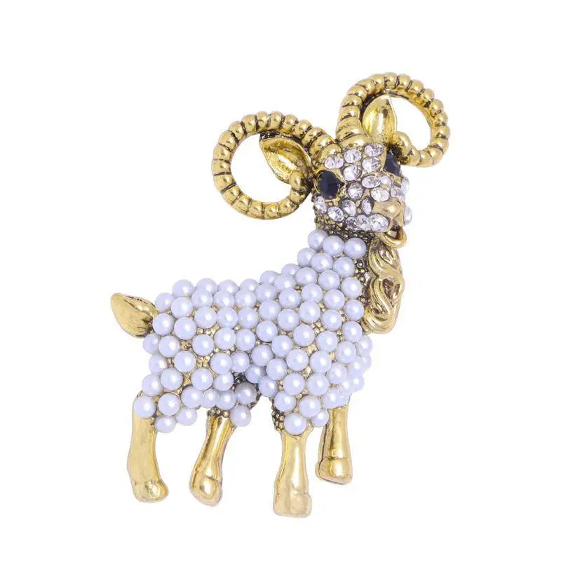 1Pcs Baroque Luxury Sheep Goat Brooch Pin Jewelry For Men Women Wedding Party Couple Gift Qme A1