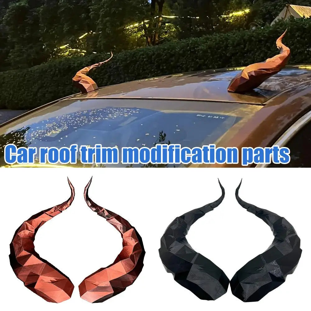 Car 3D Devil Horns Sticker Auto Roof Horn Decoration Suv Sedan Qme