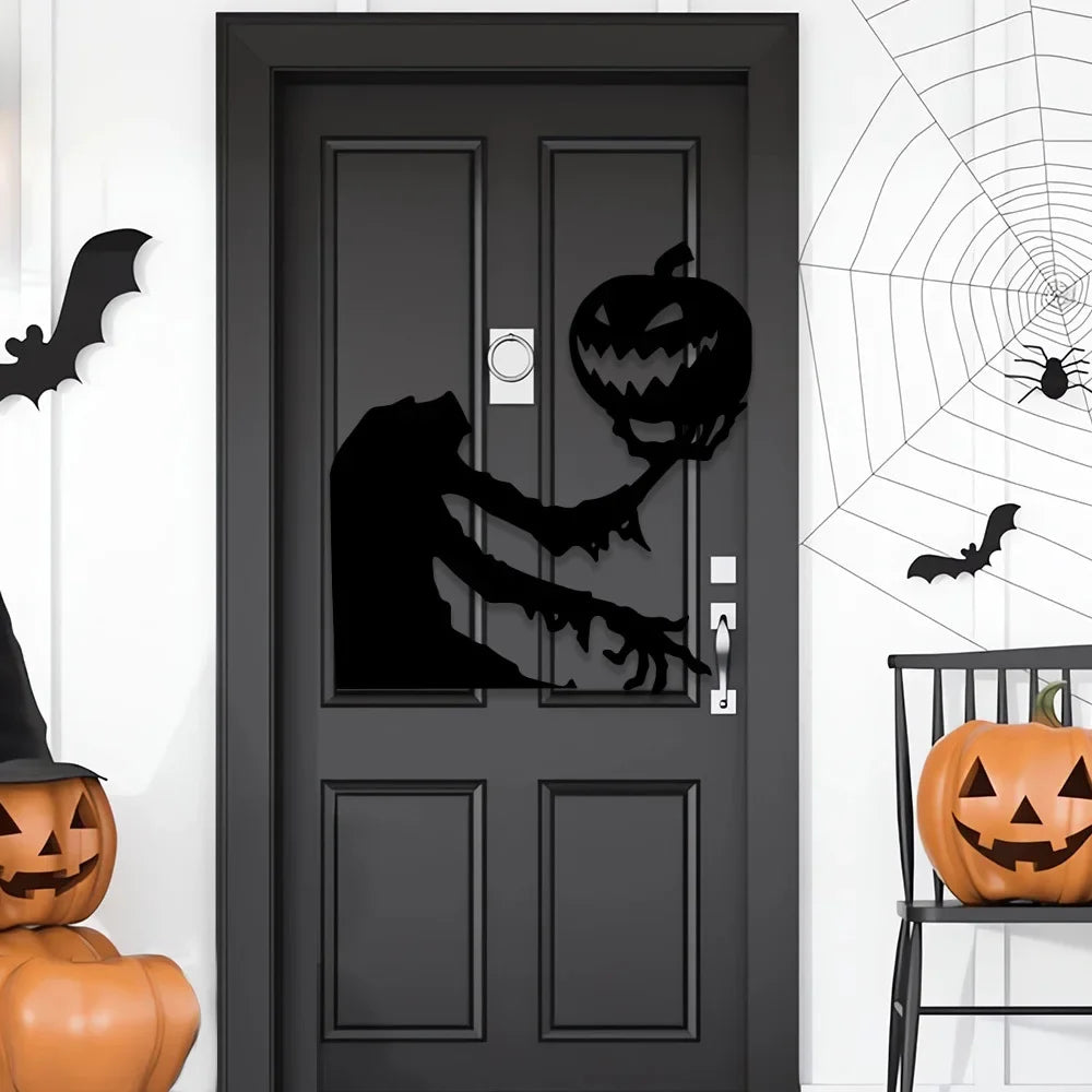 Halloween Decoration Skeleton Hand Pumpkin Door Sticker Ghost Festival Party Decor Scar Mouth Wall Sticker Happy Halloween Qme