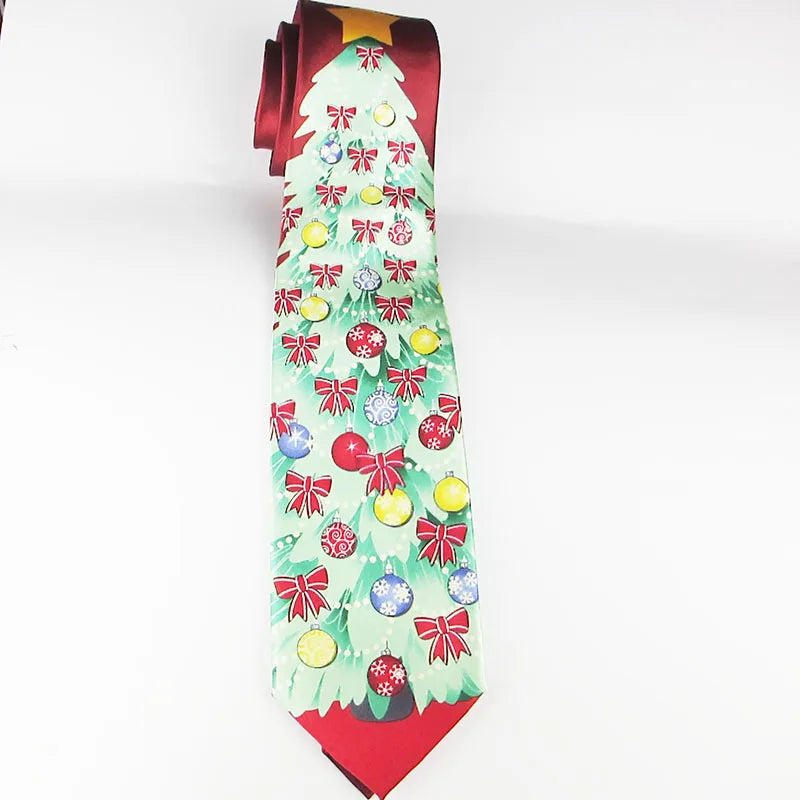 Luxury Silk Tie Man Green Wide Necktie Print Red Black Deer Sleigh Qme RT6