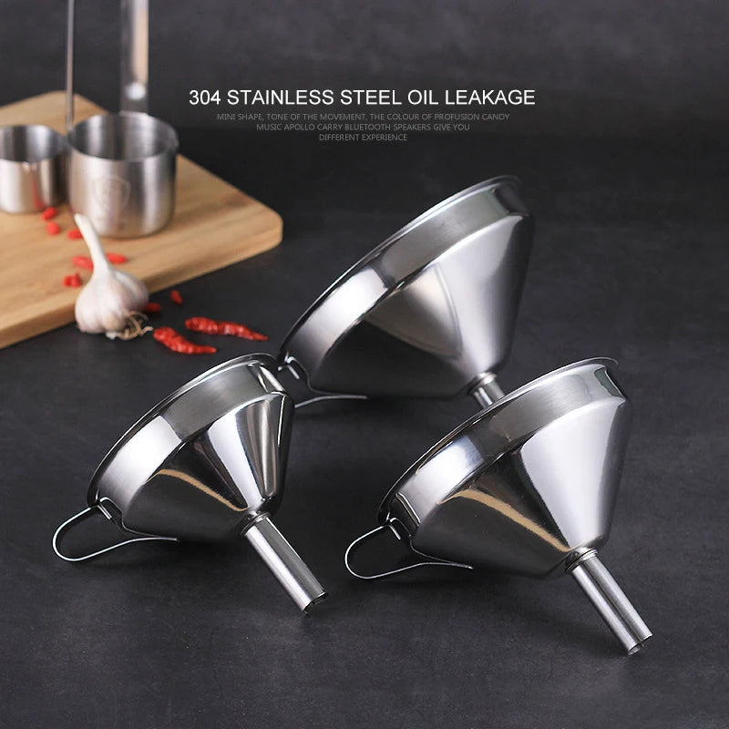 Stainless Steel Metal Funnel For Canning Kitchen Tools Kitchen Accessories Wide Mouth Funnels Bar Wine Beer Oil Flask Funnel Qme