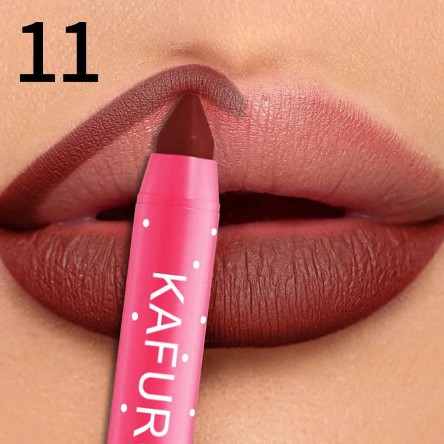 15 Colors Lipstick Pencil Waterproof Sexy Red Matte Contour Tint Qme 11