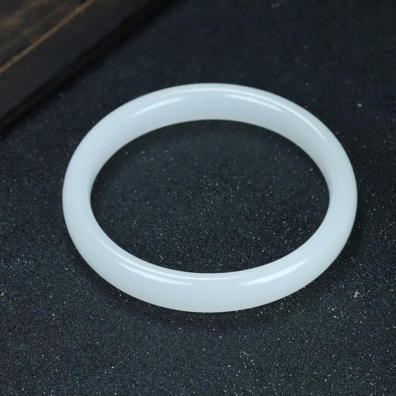 Multicolor Imitate Jade Bangle Charm Jewellery Fashion Accessories Hand-Carved Lucky Amulet Gifts for Women Her Men Qme white 58-62mm