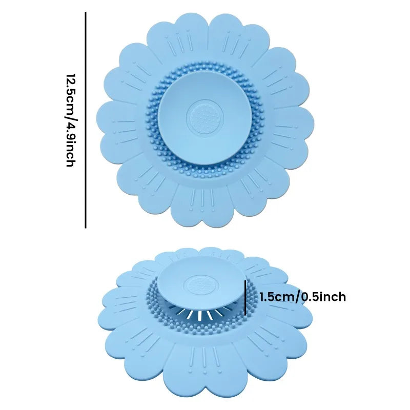 Silicone Drain Protector Pad Stops Hair Clogs Bad Smells Flexible Qme SKY BLUE